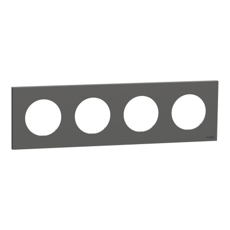 Plaque Odace Schneider Electric - 4 postes - Gris basalte
