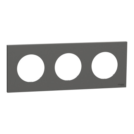 Plaque Odace Schneider Electric - 3 postes - Gris basalte