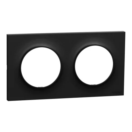 Plaque Odace Origine Schneider Electric - 2 postes - Noir mat