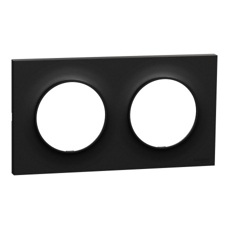 Plaque Odace Origine Schneider Electric - 2 postes - Noir mat