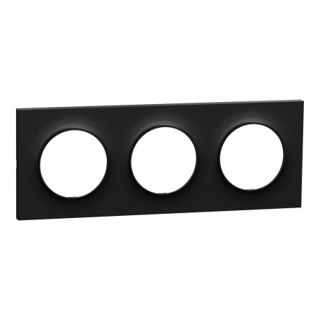 Plaque Odace Origine Schneider Electric - 3 postes - Noir mat