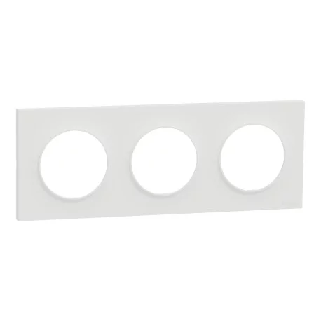 Plaque Odace Origine Schneider Electric - 3 postes - Blanc mat
