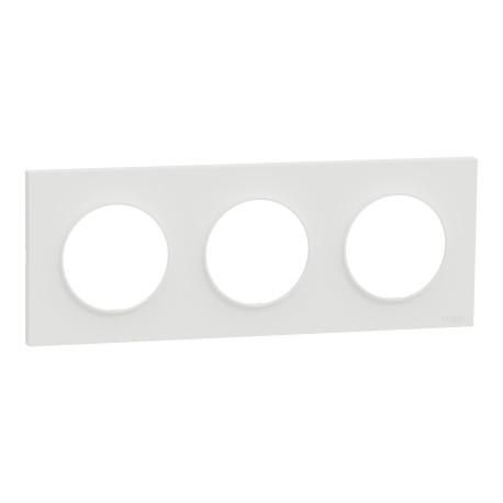 Plaque Odace Origine Schneider Electric - 3 postes - Blanc mat