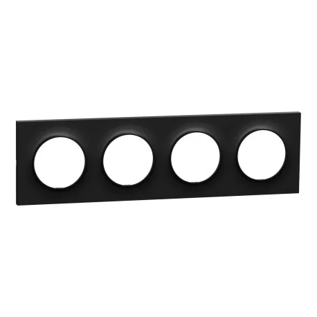Plaque Odace Origine Schneider Electric - 4 postes - Noir mat