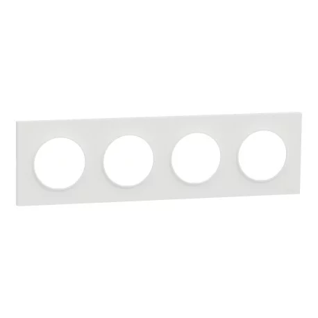 Plaque Odace Origine Schneider Electric - 4 postes - Blanc mat