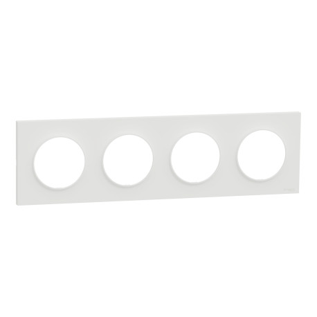 Plaque Odace Origine Schneider Electric - 4 postes - Blanc mat