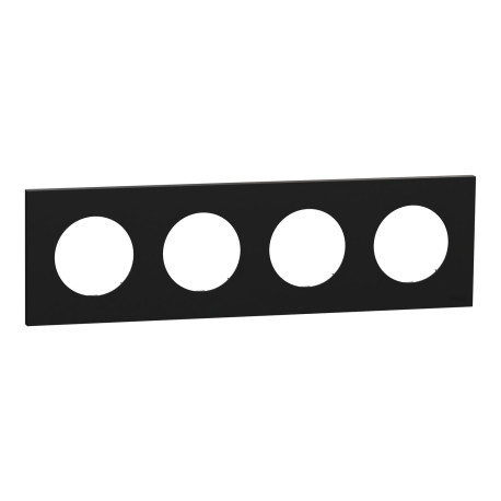 Plaque Odace Schneider Electric - 4 postes - Entraxe 71mm - Noir Onyx