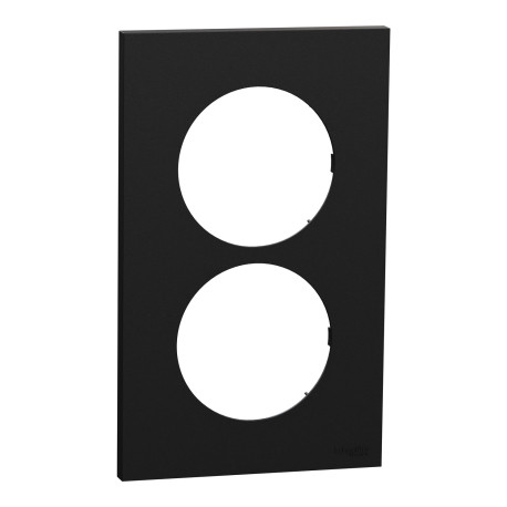 Plaque Odace Schneider Electric - 2 postes - Entraxe 57mm - Noir Onyx