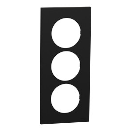 Plaque Odace Schneider Electric - 3 postes - Entraxe 57mm - Noir Onyx