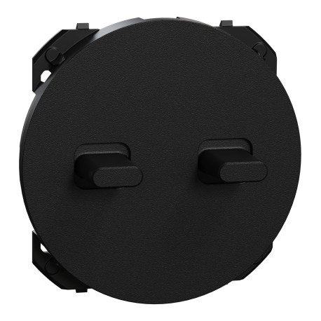 Enjoliveur pour double va-et-vient ou poussoir à levier Odace Schneider Electric - Noir Onyx