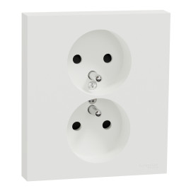 Double prise de courant 2P+T avec plaque Odace Schneider Electric - 16A - Blanc