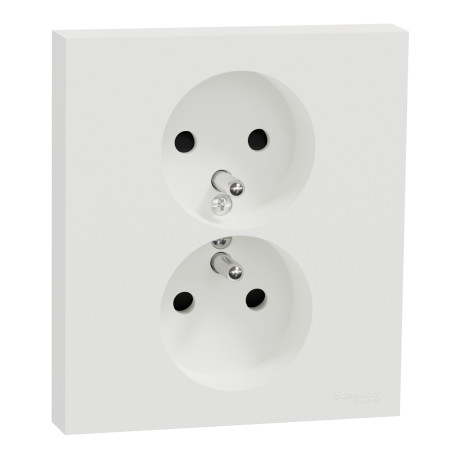 Double prise de courant 2P+T avec plaque Odace Schneider Electric - 16A - Blanc