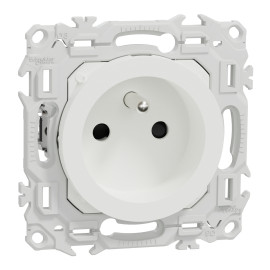 Prise de courant à puits spécial rénovation 2P+T Odace Schneider Electric - 16A - A griffes - Blanc