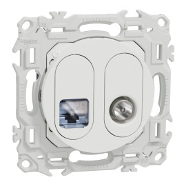 Prise mixte RJ45 Cat.6 STP + TV Odace Schneider Electric - Blanc