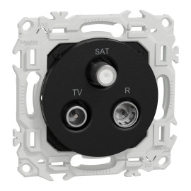 Prise TV/FM/SAT Odace Schneider Electric - Sorties coaxiales - Noir Onyx