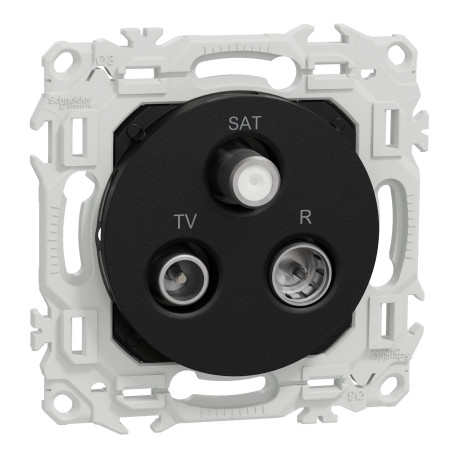 Prise TV/FM/SAT Odace Schneider Electric - Sorties coaxiales - Noir Onyx