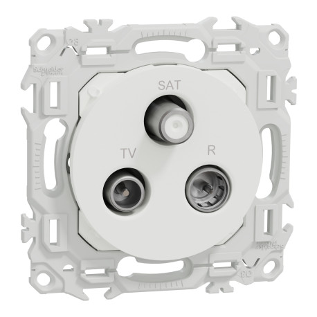 Prise TV/FM/SAT Odace Schneider Electric - Sorties coaxiales - Blanc