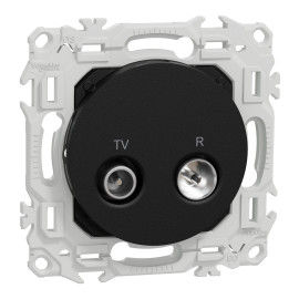 Prise TV/FM Odace Schneider Electric - Sorties coaxiales - Noir Onyx