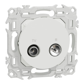 Prise TV/FM Odace Schneider Electric - Sorties coaxiales - Blanc