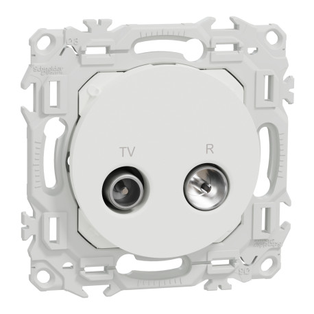 Prise TV/FM Odace Schneider Electric - Sorties coaxiales - Blanc