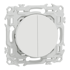 Double Va-et-Vient / Interrupteur / Poussoir Odace Schneider Electric - A griffes - Blanc