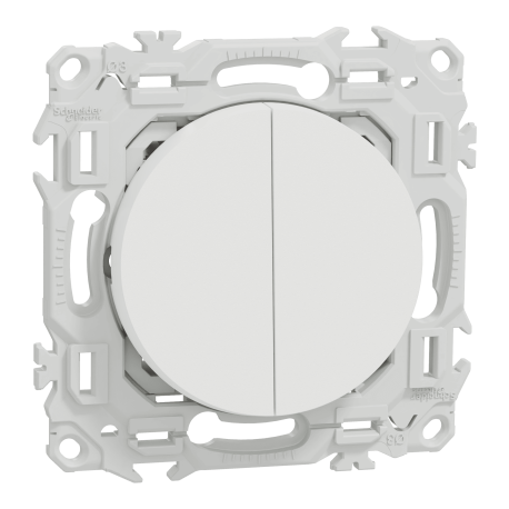 Double Va-et-Vient / Interrupteur / Poussoir Odace Schneider Electric - A griffes - Blanc