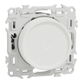 Variateur de lumière rotatif Odace Schneider Electric - 2 ou 3 fils - Griffes fournies - Blanc