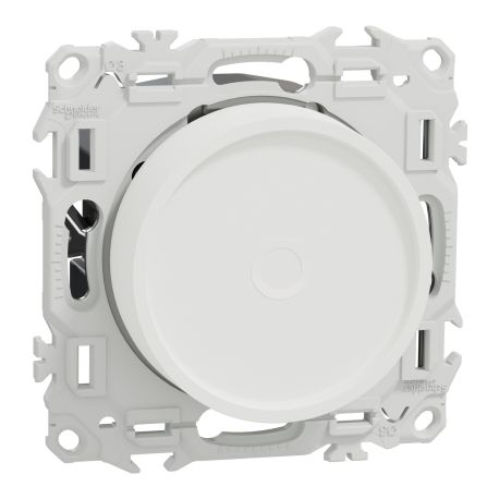 Variateur de lumière rotatif Odace Schneider Electric - 2 ou 3 fils - Griffes fournies - Blanc