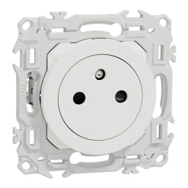 Prise de courant 2P+T affleurante Odace Schneider Electric - 16A - Avec griffes - Blanc
