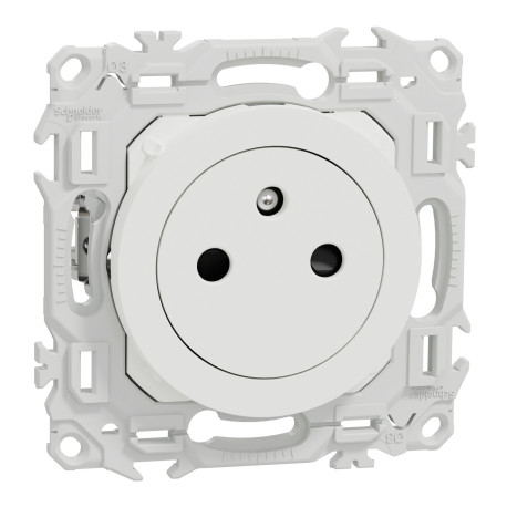 Prise de courant 2P+T affleurante Odace Schneider Electric - 16A - Avec griffes - Blanc