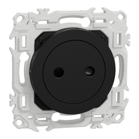 Prise de courant 2P affleurante Odace Schneider Electric - 16A - Noir Onyx