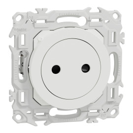 Prise de courant 2P affleurante Odace Schneider Electric - 16A - Avec griffes - Blanc