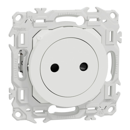 Prise de courant 2P affleurante Odace Schneider Electric - 16A - Avec griffes - Blanc