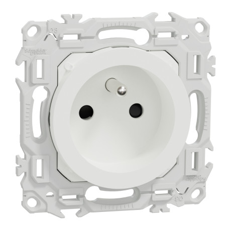 Lot de 108 prises de courant à puits spécial rénovation 2P+T Odace Schneider Electric - 16A - A vis et griffes - Blanc