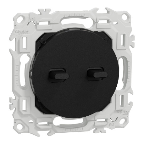 Double Va-et-Vient / Interrupteur / Poussoir à leviers Odace Schneider Electric - 10AX - Noir Onyx