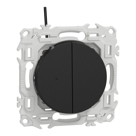 Double Va-et-Vient / Interrupteur / Poussoir lumineux Odace Schneider Electric - LED 0,15mA - 10AX - Noir