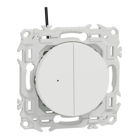 Double Va-et-Vient / Interrupteur / Poussoir lumineux Odace Schneider Electric - LED 0,15mA - 10AX - Blanc