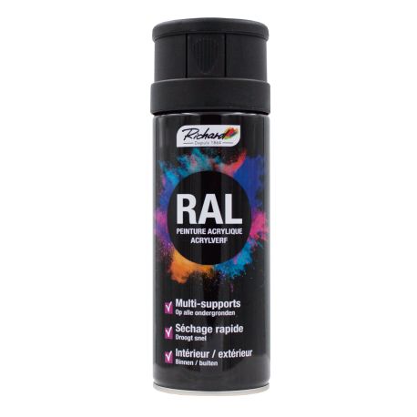 Peinture aérosol multi-supports RAL 9005 Richard Colorants - 400ml - Noir mat