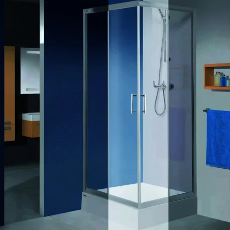 Porte de douche Tyxo TX5 Leda - 773↔790 - Angle coulissant 80x80 - Argent Brillant - Verre transparent