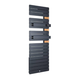 Sèche serviettes connecté soufflant Allure Virtuose Thermor - Mât à droite - 750+1000W - Gris ardoise + Chêne