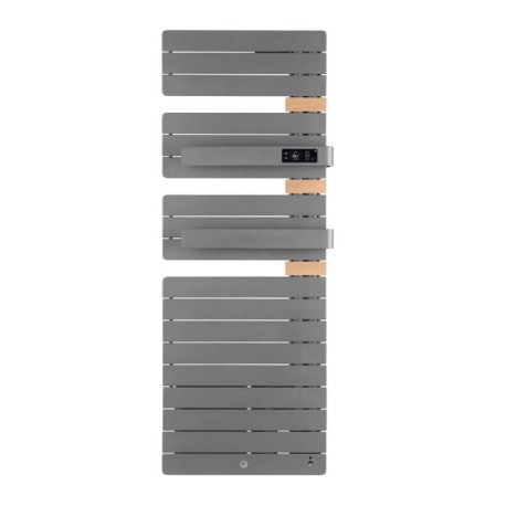 Sèche serviettes connecté soufflant Allure Virtuose Thermor - Mât à droite - 750+1000W - Gris menhir + Chêne