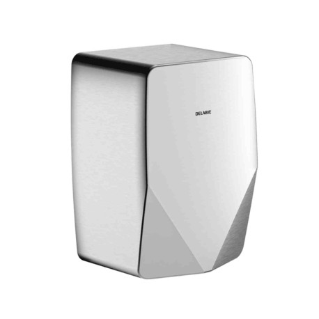 Sèche-mains compact à air pulsé HIGHFLOW Delabie - 1 350 W - 70dBA - Inox poli satiné