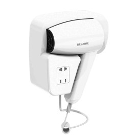 Sèche-cheveux mural Delabie - Avec prise rasoir - 1200W - 14l/s - Blanc