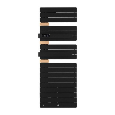 Sèche serviettes connecté soufflant Allure Virtuose Thermor - Mât à gauche - 750+1000W - Noir carbone + Chêne