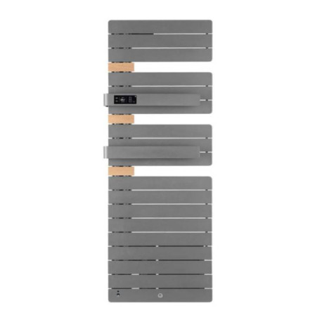 Sèche serviettes connecté soufflant Allure Virtuose Thermor - Mât à gauche - 750+1000W - Gris menhir + Chêne
