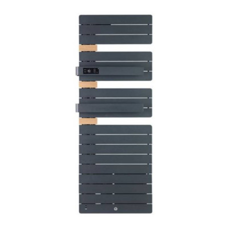 Sèche serviettes connecté soufflant Allure Virtuose Thermor - Mât à gauche - 750+1000W - Gris ardoise + Chêne