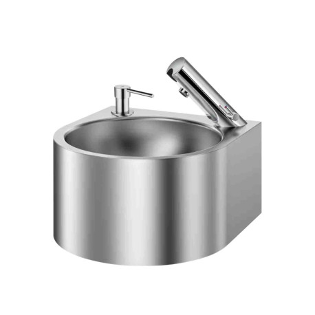 Lave-mains électronique SXS Delabie - Avec robinetterie - Sans dosseret - Inox satiné