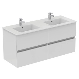 Meuble de salle de bain Ulysse Porcher - 4 tiroirs sans poignées - 120cm - Blanc brillant