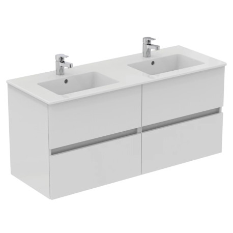 Meuble de salle de bain Ulysse Porcher - 4 tiroirs sans poignées - 120cm - Blanc brillant