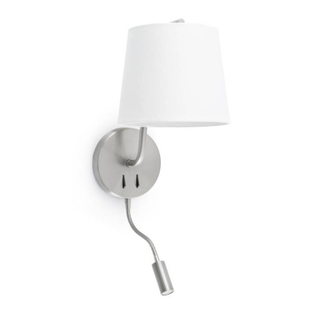 Applique intérieure liseuse Berni Faro - E27 - Blanc et nickel satiné